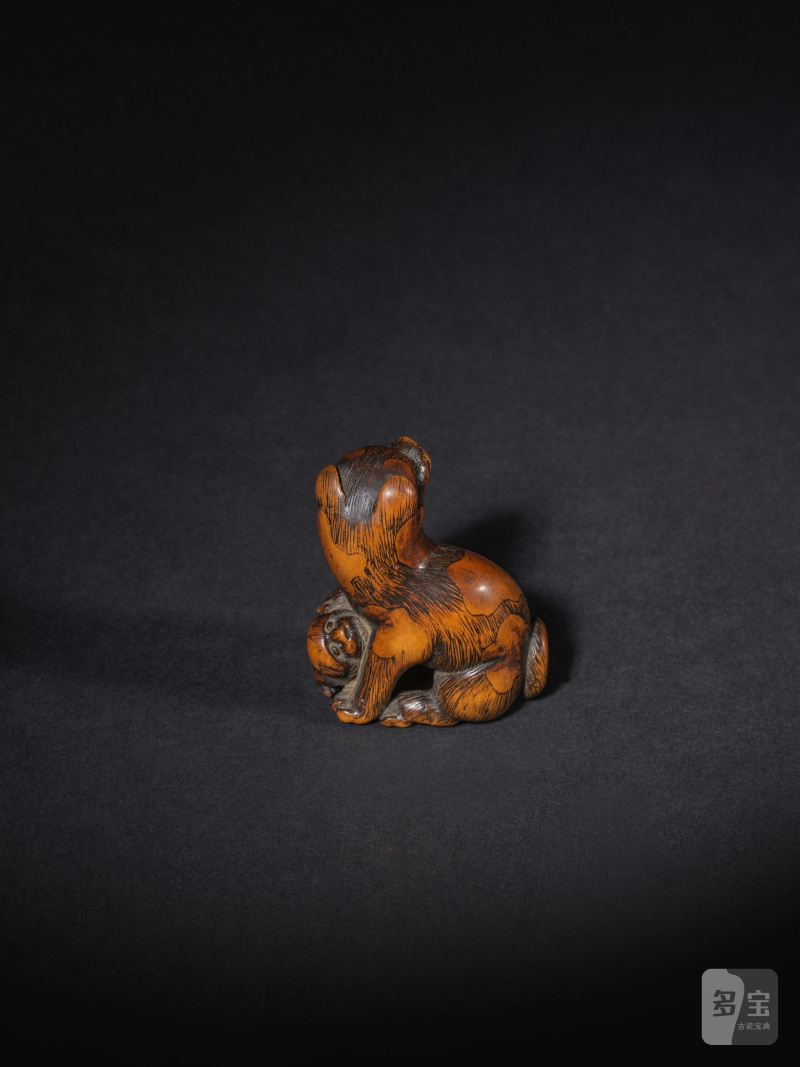 木彫根付 犬 銘「豊一」 19世紀前期 | NETSUKE EN BOIS REPRÉSENTANT UN CHIEN TACHETÉ - 图8